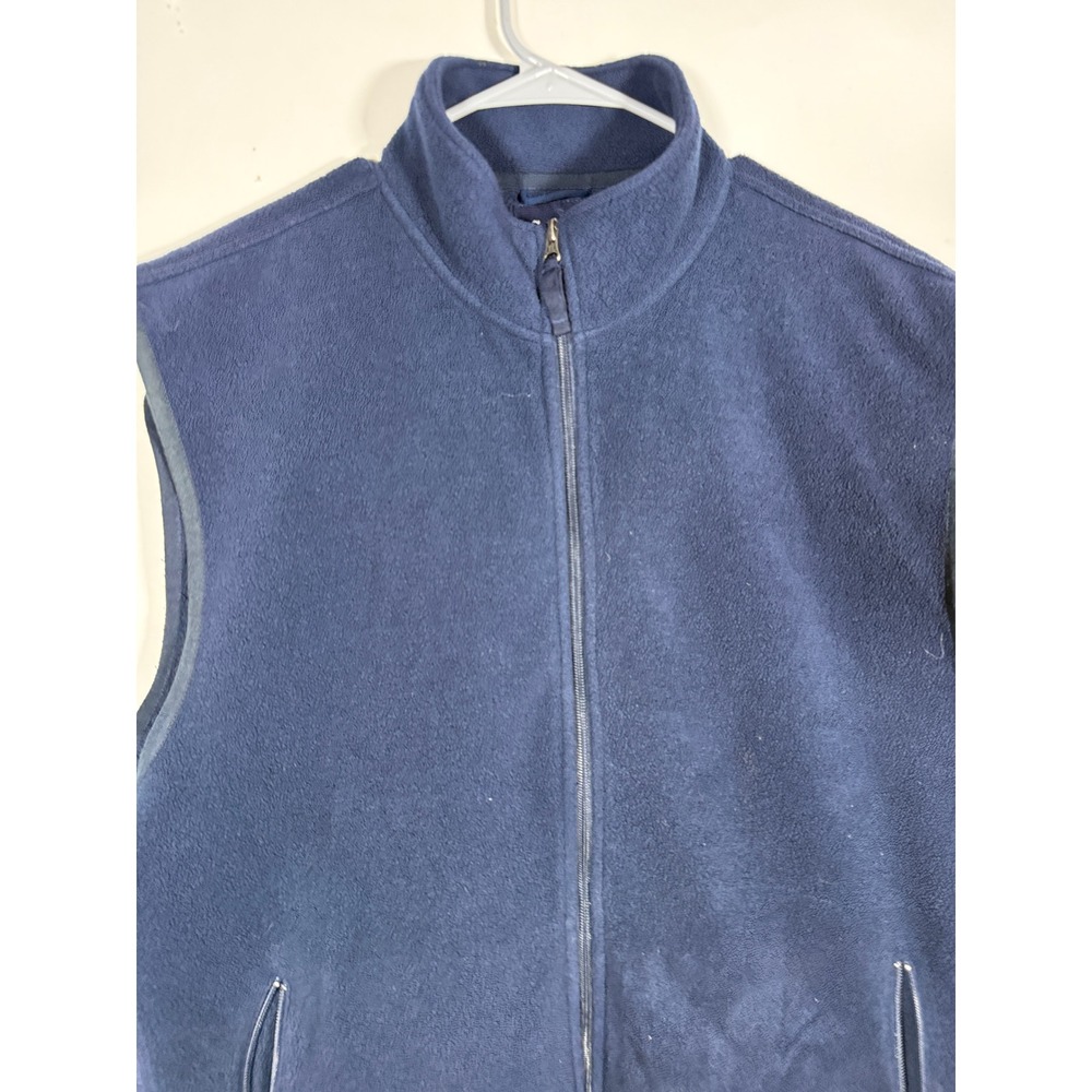 Gap Mens Fleece Vest Navy Blue Full Zip Mock Neck XXL Rear Pocket Layering